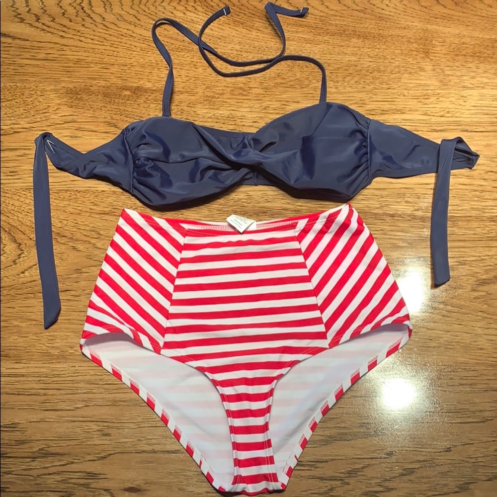 NWOT Patriotic High Rise Bandeau Bikini